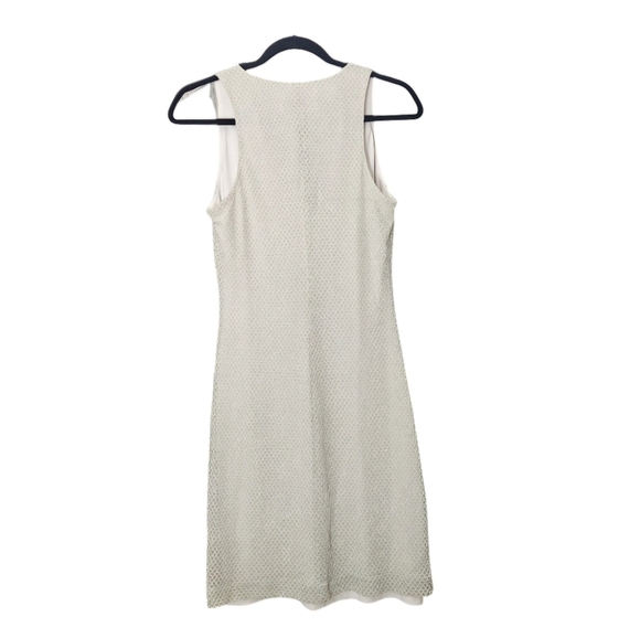 Vintage Y2K Andrea Polizzi for Rex Lester Silver Scalloped Sleeveless Dress sz 4 - Picture 2 of 5